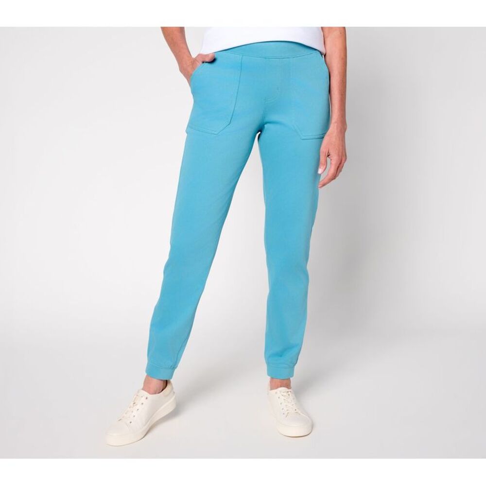 Denim & Co. Women's Pants Sz S Comfy Knit Air Pull-On Jogger Blue A698963